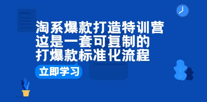 淘系爆款打造特训营：这是一套可复制的打爆款标准化流程-智领未来创业网