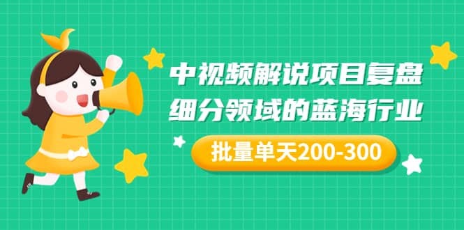 某付费文章：中视频解说项目复盘：细分领域的蓝海行业 批量单天200-300收益-智领未来创业网