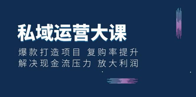 私域运营大课：爆款打造项目 复购率提升 解决现金流压力 放大利润-智领未来创业网
