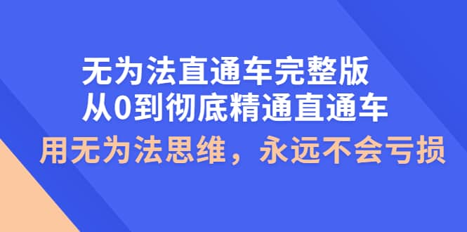 无为法直通车完整版：从0到彻底精通直通车，用无为法思维，永远不会亏损-智领未来创业网