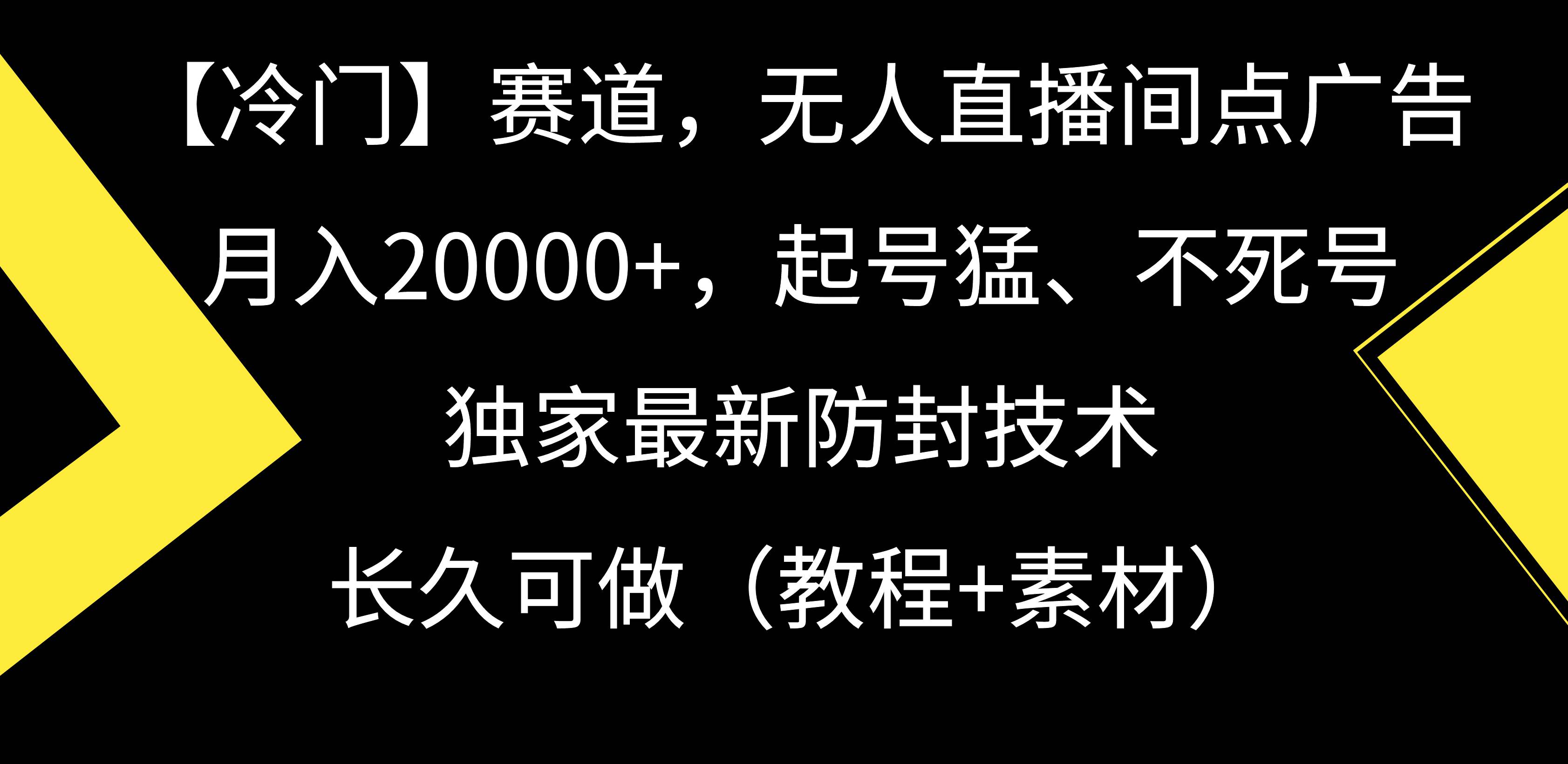 【冷门】赛道，无人直播间点广告，月入20000+，起号猛、不死号，独家最…-智领未来创业网