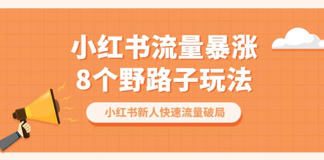 小红书流量-暴涨8个野路子玩法：小红书新人快速流量破局（8节课）-智领未来创业网