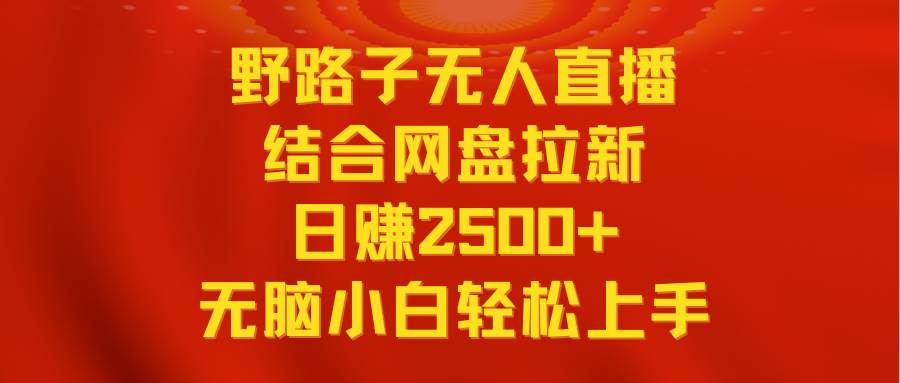 无人直播野路子结合网盘拉新，日赚2500+多平台变现，小白无脑轻松上手操作-智领未来创业网