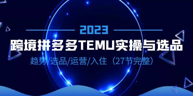 2023跨境·拼多多·TEMU实操与选品，趋势·选品·运营·入住（27节完整）-智领未来创业网