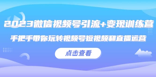 2023微信视频号引流+变现训练营：手把手带你玩转视频号短视频和直播运营-智领未来创业网