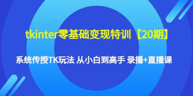 tkinter零基础变现特训【20期】系统传授TK玩法 从小白到高手 录播+直播课-智领未来创业网