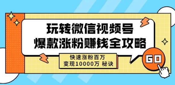 玩转微信视频号爆款涨粉赚钱全攻略，快速涨粉百万变现万元秘诀-智领未来创业网
