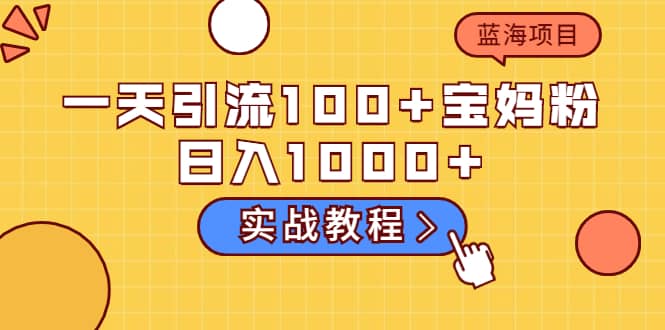 一天引流100+宝妈粉，日入1000+的蓝海项目（实战教程）-智领未来创业网