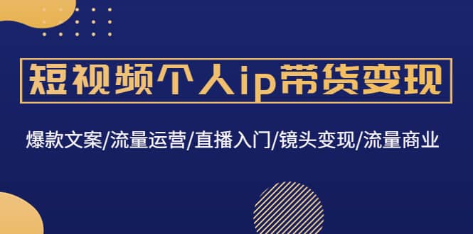 短视频个人ip带货变现：爆款文案/流量运营/直播入门/镜头变现/流量商业-智领未来创业网