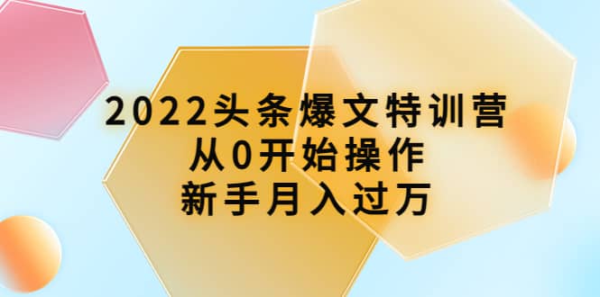 2022头条爆文特训营：从0开始操作，新手月入过万（16节课时）-智领未来创业网