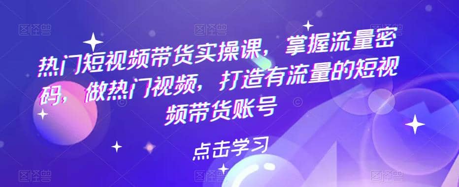 热门短视频带货实战 掌握流量密码 做热门视频 打造有流量的短视频带货账号-智领未来创业网