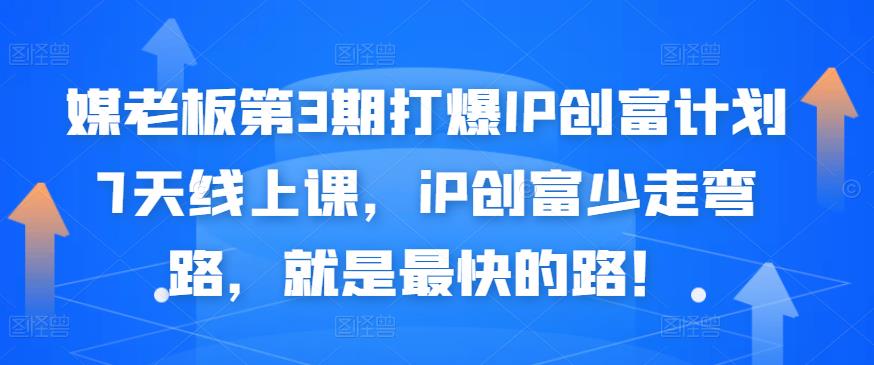 媒老板第3期打爆IP创富计划7天线上课，iP创富少走弯路，就是最快的路！-智领未来创业网