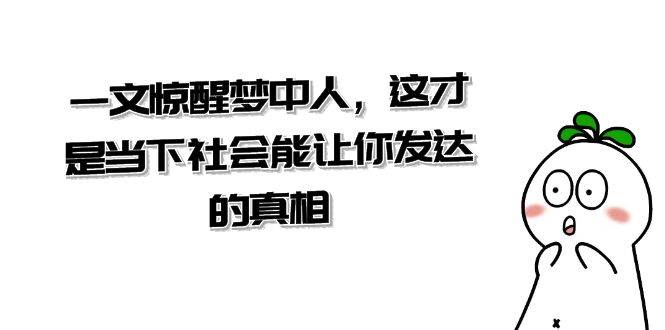 某公众号付费文章《一文 惊醒梦中人，这才是当下社会能让你发达的真相》-智领未来创业网