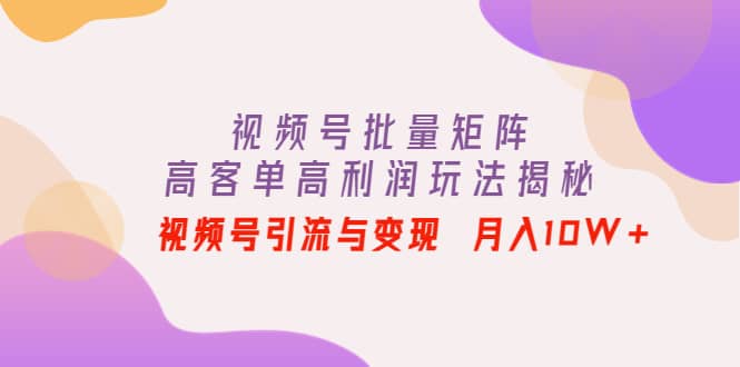 视频号批量矩阵的高客单高利润玩法揭秘-智领未来创业网
