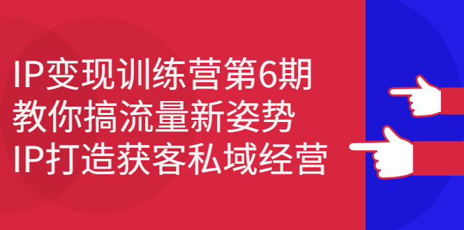 IP变现训练营第6期：教你搞流量新姿势，IP打造获客私域经营-智领未来创业网