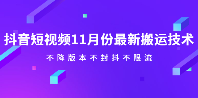 抖音短视频11月份最新搬运技术，不降版本不封抖不限流！【视频课程】-智领未来创业网
