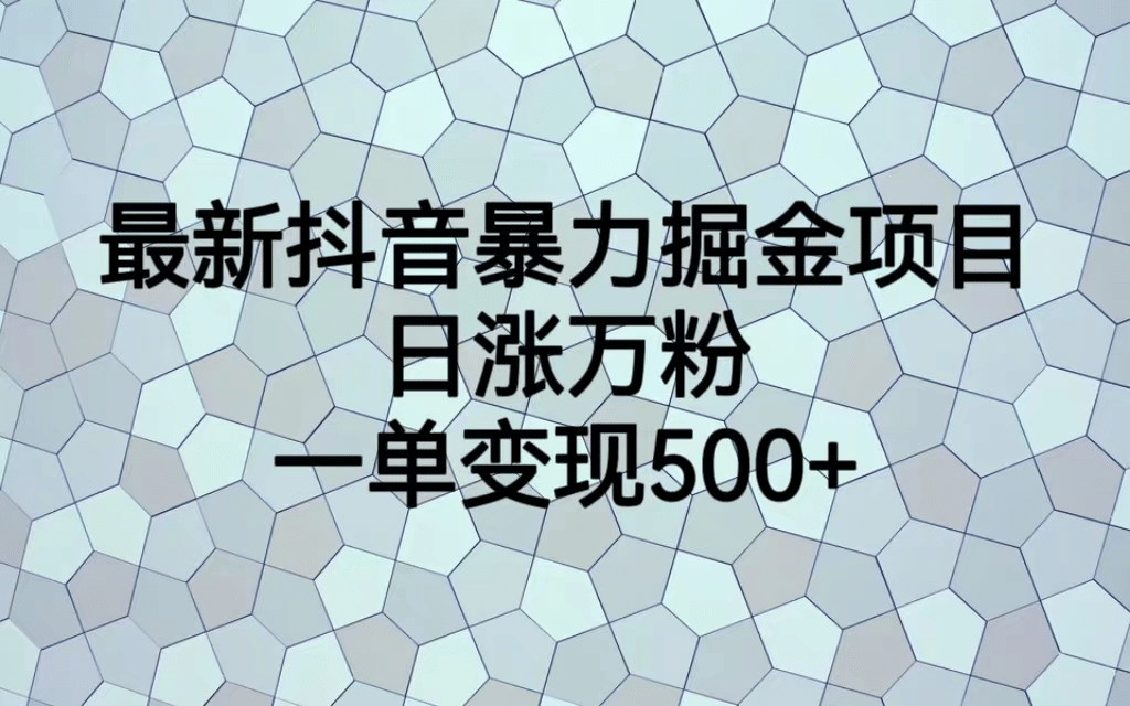 最火热的抖音暴力掘金项目，日涨万粉，多种变现方式，一单变现可达500+-智领未来创业网