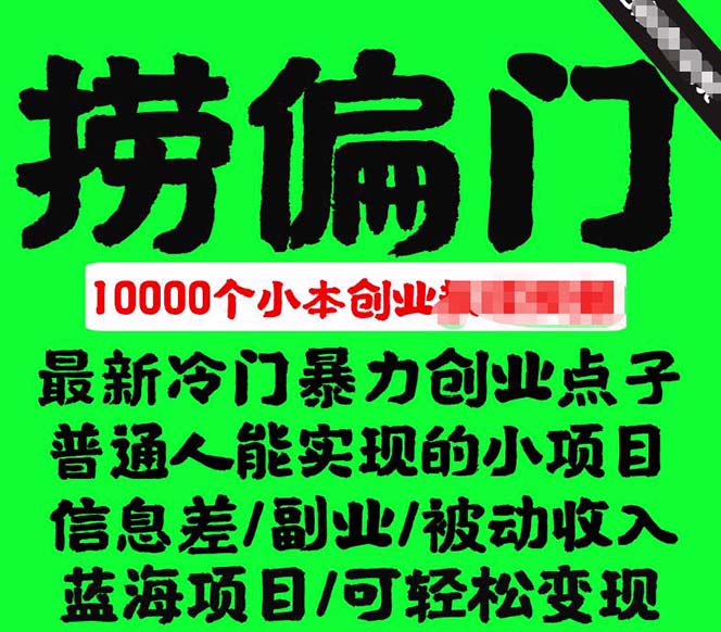 千款捞偏门小本创业小项目，总有一款适合你【无水印】-智领未来创业网