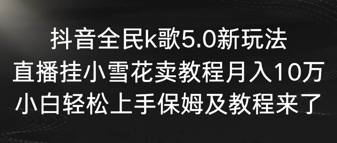 抖音全民k歌5.0新玩法，直播挂小雪花卖教程月入10万，小白轻松上手，保…-智领未来创业网