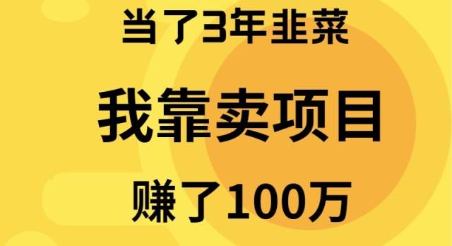 当了3年韭菜，我靠卖项目赚了100万-智领未来创业网