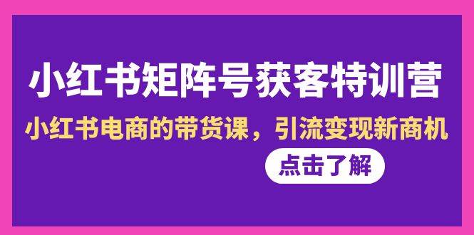 小红书-矩阵号获客特训营-第10期，小红书电商的带货课，引流变现新商机-智领未来创业网