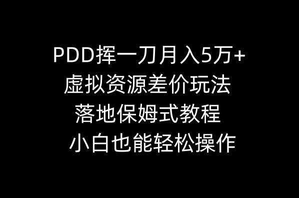 PDD挥一刀月入5万+，虚拟资源差价玩法，落地保姆式教程，小白也能轻松操作-智领未来创业网