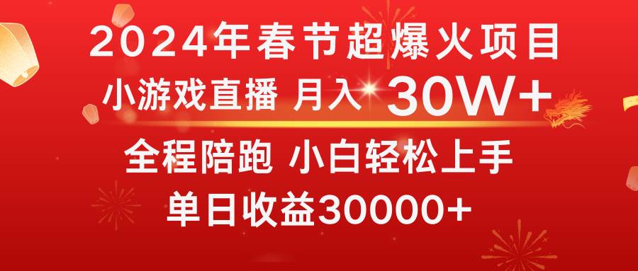 龙年2024过年期间，最爆火的项目 抓住机会 普通小白如何逆袭一个月收益30W+-智领未来创业网