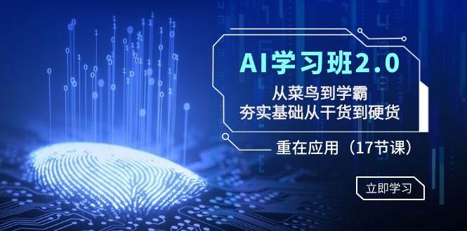 AI学习班2.0：从菜鸟到学霸，夯实基础从干货到硬货，重在应用（17节课）-智领未来创业网