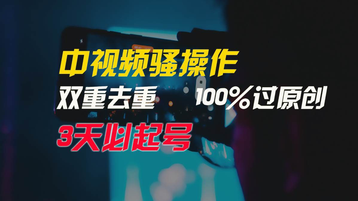 中视频骚操作，双重去重100%过原创，3天比必起号，简单无脑，月入3W+-智领未来创业网