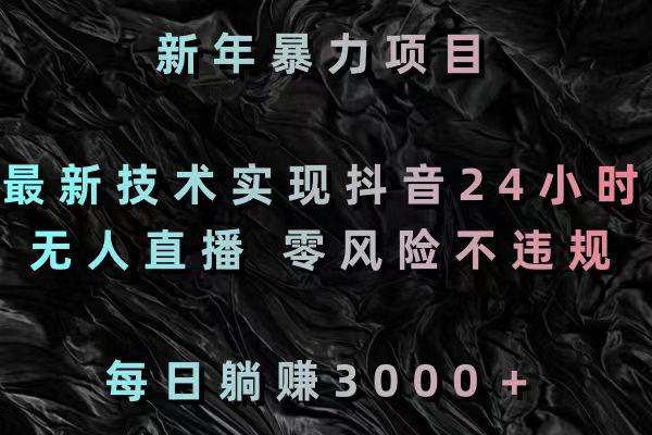 新年暴力项目，最新技术实现抖音24小时无人直播 零风险不违规 每日躺赚3000-智领未来创业网