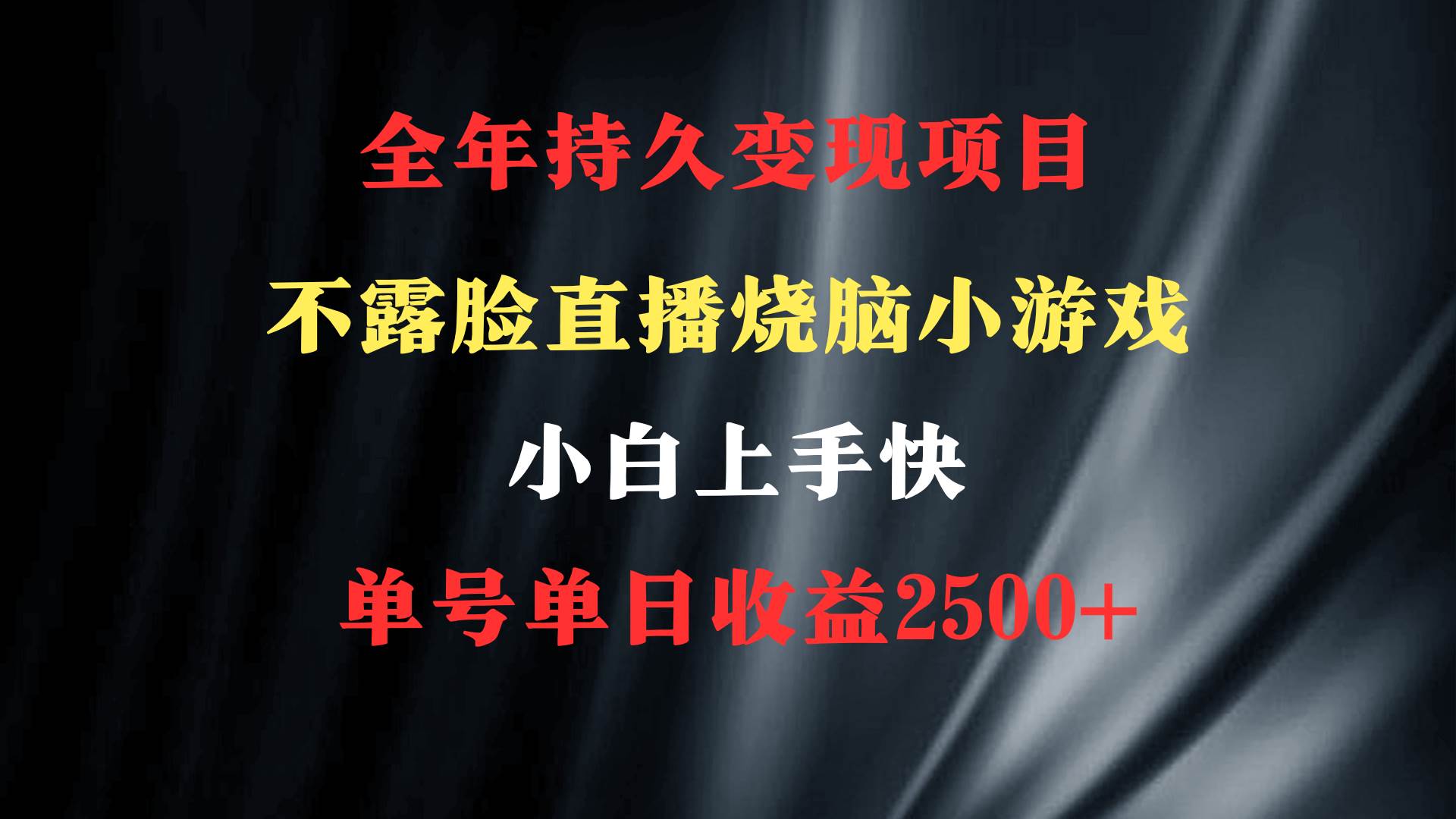 2024年 最优项目，烧脑小游戏不露脸直播  小白上手快 无门槛 一天收益2500+-智领未来创业网