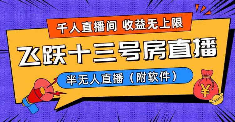 爆火飞跃十三号房半无人直播，一场直播上千人，日入过万！（附软件）-智领未来创业网