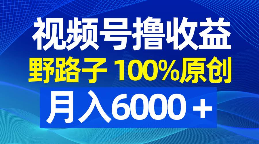 视频号野路子撸收益，100%原创，条条爆款，月入6000＋-智领未来创业网