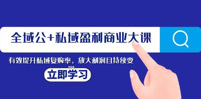全域公+私域盈利商业大课，有效提升私域复购率，放大利润且持续变现-智领未来创业网
