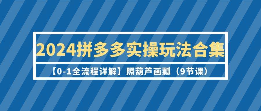 2024拼多多实操玩法合集【0-1全流程详解】照葫芦画瓢（9节课）-智领未来创业网