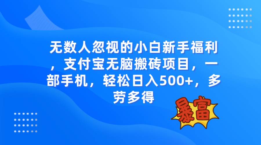 无数人忽视的项目，支付宝无脑搬砖项目，一部手机即可操作，轻松日入500+-智领未来创业网