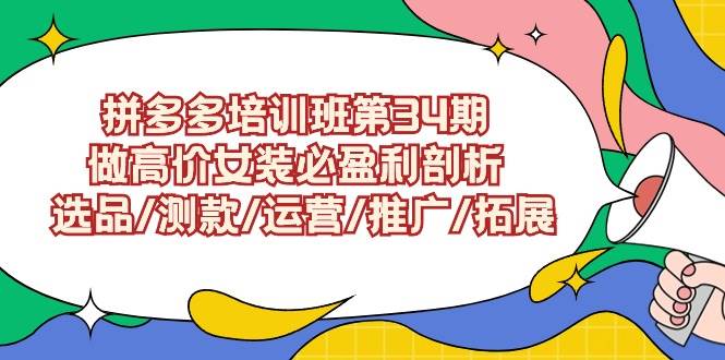 拼多多培训班第34期：做高价女装必盈利剖析  选品/测款/运营/推广/拓展-智领未来创业网