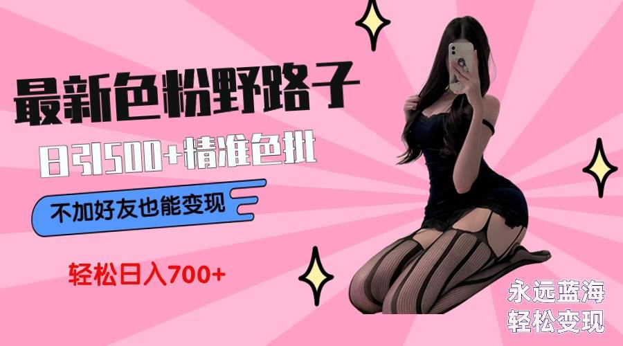 最新色粉变现野路子，日引500+老色批 可不加好友直接变现 小白轻松日入700+-智领未来创业网
