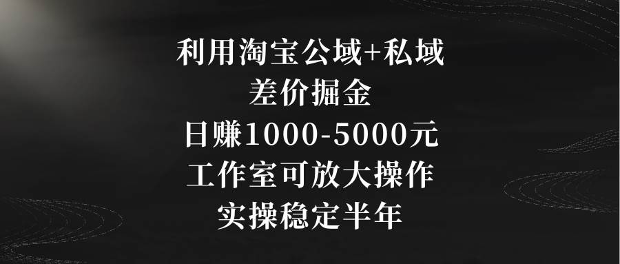 利用淘宝公域+私域差价掘金，日赚1000-5000元，工作室可放大操作，实操…-智领未来创业网
