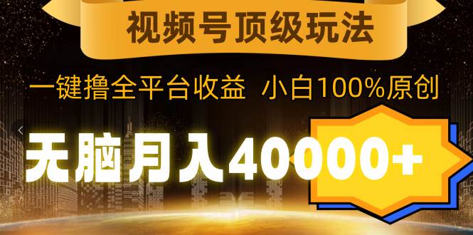 视频号顶级玩法，无脑月入40000+，一键撸全平台收益，纯小白也能100%原创-智领未来创业网