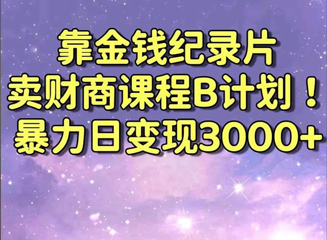 靠金钱纪录片卖财商课程B计划！暴力日变现3000+，喂饭式干货教程！-智领未来创业网