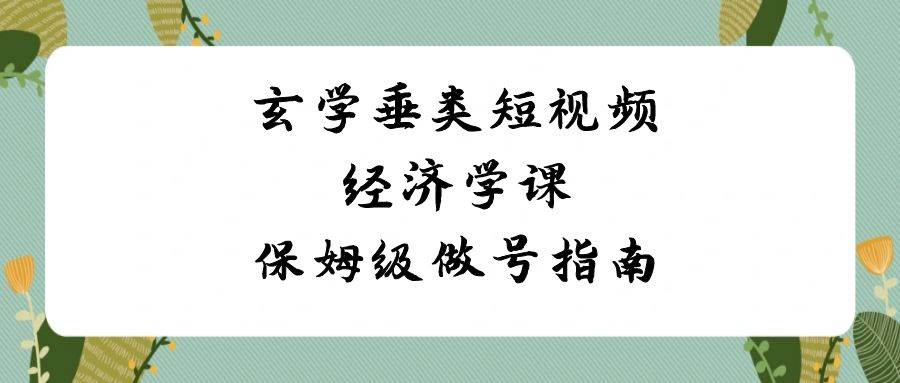 玄学 垂类短视频经济学课，保姆级做号指南（8节课）-智领未来创业网