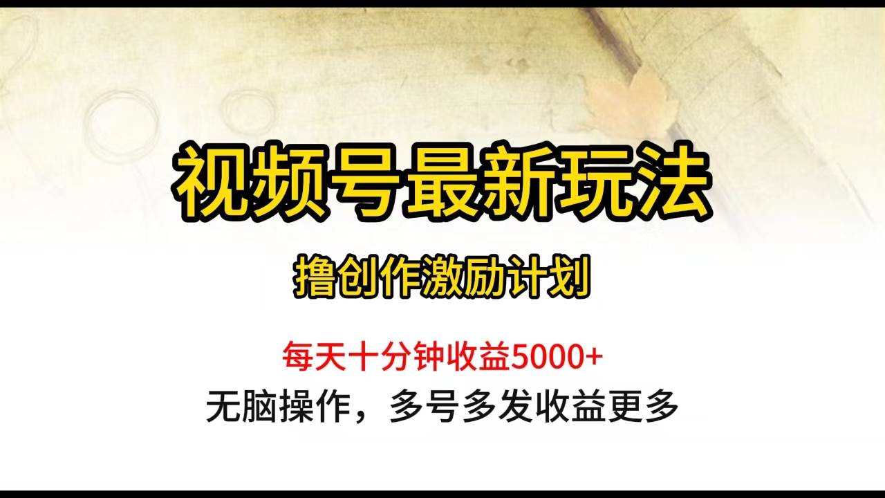 视频号最新玩法，每日一小时月入5000+-智领未来创业网