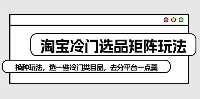 淘宝冷门选品矩阵玩法：换种玩法，选一些冷门类目品，去分平台一点羹-智领未来创业网