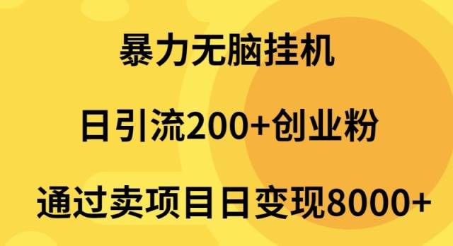 暴力无脑挂机日引流200+创业粉通过卖项目日变现2000+-智领未来创业网