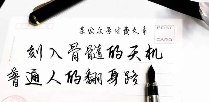 某公众号付费文章：刻入骨髓的天机，揭露“普通人的翻身路” 这件通天大事-智领未来创业网