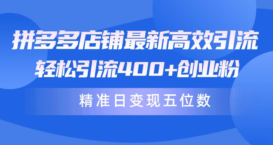 拼多多店铺最新高效引流术，轻松引流400+创业粉，精准日变现五位数！-智领未来创业网