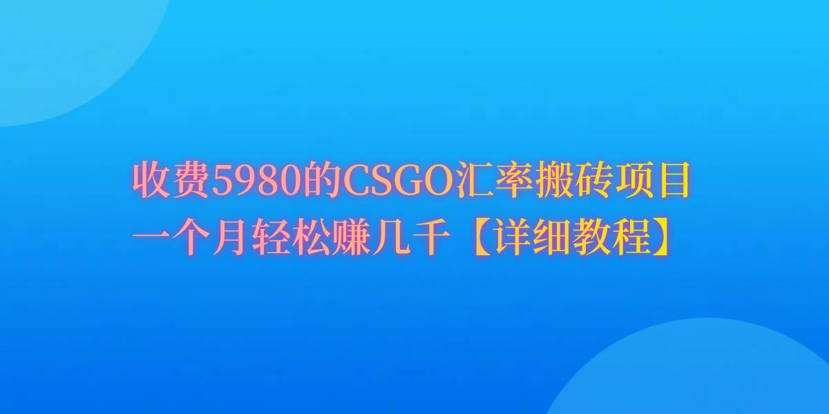 CSGO装备搬砖，月综合收益率高达60%，你也可以！-智领未来创业网
