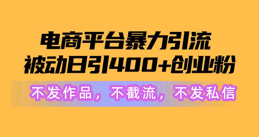 电商平台暴力引流,被动日引400+创业粉不发作品，不截流，不发私信-智领未来创业网