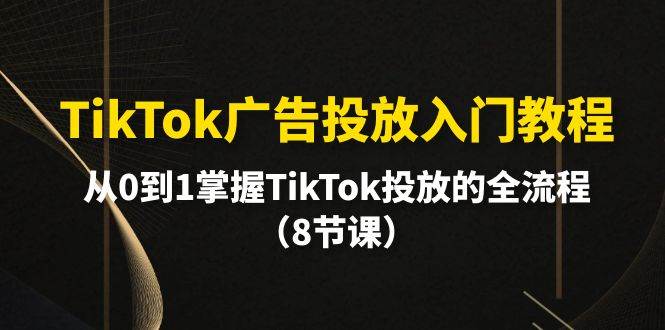 TikTok广告投放入门教程，从0到1掌握TikTok投放的全流程（8节课）-智领未来创业网